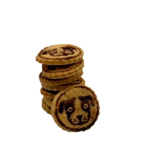 Handgemachte Hundekekse aus Käseteig, Käse-Köpfe mit süßen Hundegesichtern